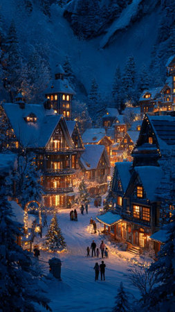 Winter in the swiss alps (Braunwald, Switzerland)の写真素材