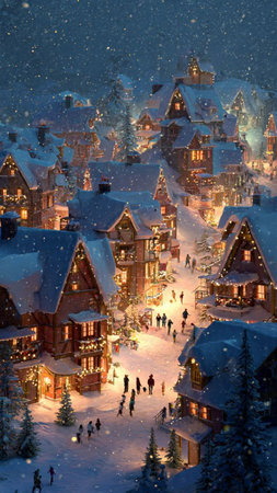 Winter village in the snow. Christmas and New Year holidays concept.の写真素材