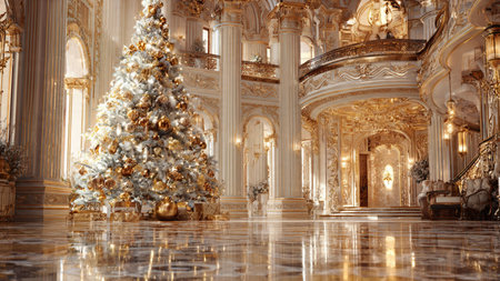 Christmas tree in the interior of the palace. Christmas and New Year conceptの写真素材
