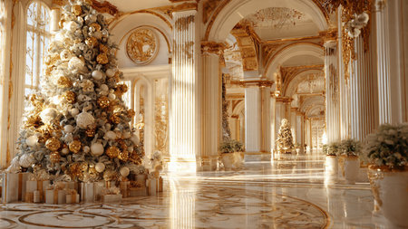 Luxury interior of the royal palace. Christmas and New Year conceptの写真素材