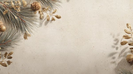 A refined holiday background combining marble surfaces, warm glow, and luxury festive elements.の写真素材