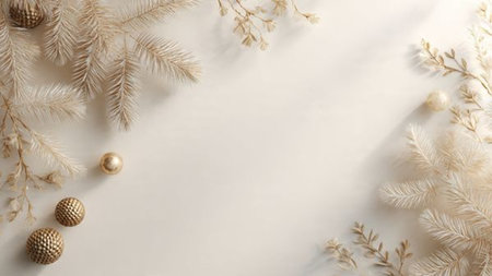 Minimalist Christmas background featuring refined lighting, neutral colors, and a modern luxury feel.の写真素材