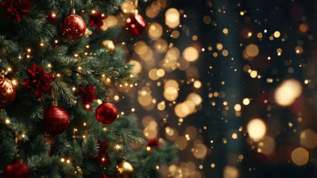 High-end marble Christmas background with festive details.の写真素材