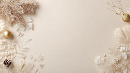 Clean and cool Christmas background with winter luxury style and ample text space.の写真素材