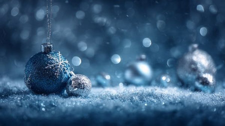 Festive Christmas flat lay background with ornaments.の写真素材