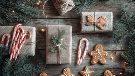 A fresh winter holiday background with icy white snow, subtle bokeh lights, and clean central space for seasonal messages.の写真素材