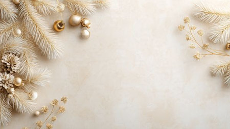 Elegant marble Christmas background highlighted with gold details.の写真素材