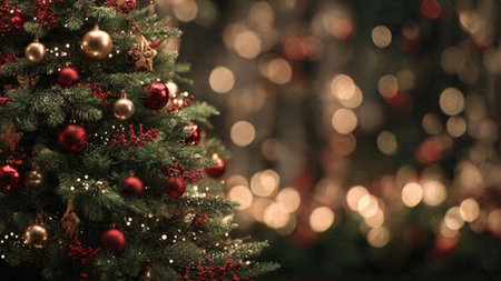 Cozy rustic Christmas scene with natural pine elements and wooden textures.の写真素材