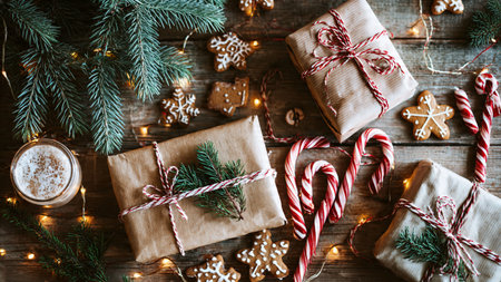 Clean Christmas background using soft tones and simple composition.の写真素材