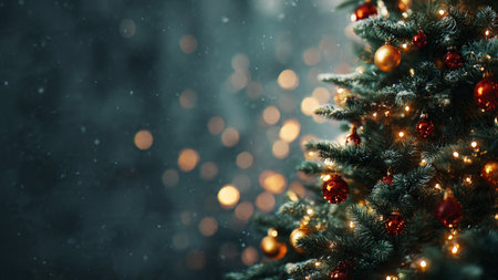 A modern blue-toned Christmas background with winter elegance.の写真素材