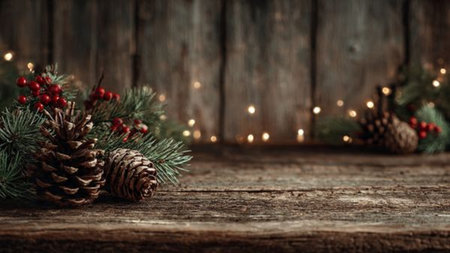 High-end Christmas scene with subtle festive glow.の写真素材