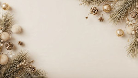 Sophisticated Christmas background with marble texture and gold accents.の写真素材