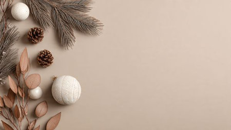 Winter luxury Christmas background with silver ornaments and icy textures.の写真素材