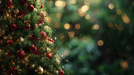 Bright scarlet Christmas background with warm festive lighting.の写真素材