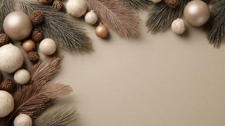 Calm winter background with falling snow and soft lighting.の写真素材