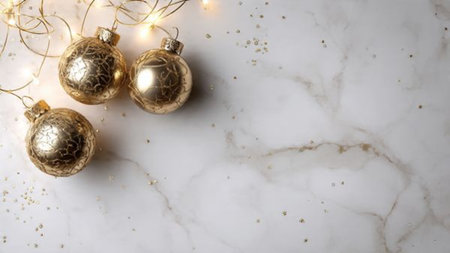 Abstract Christmas background filled with golden sparkles and festive glow.の写真素材