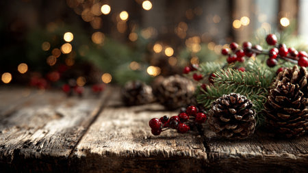 Abstract Christmas background with warm golden bokeh lights, smooth gradients, and festive sparkle effects.の写真素材