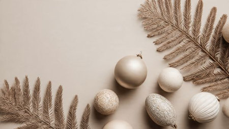 A realistic holiday background showcasing a decorated Christmas tree against a dark blurred background with glowing lights.の写真素材