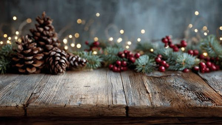 Clean and modern Christmas background with cool blue winter tones.の写真素材