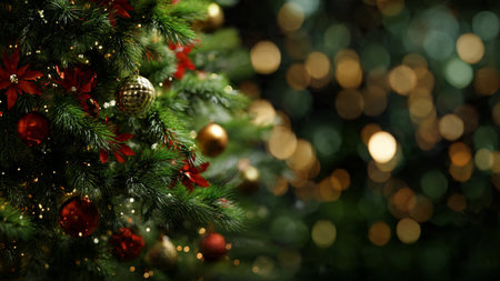 Abstract Christmas background with golden glow effects.の写真素材