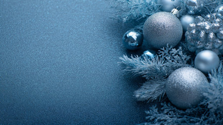 Calm winter Christmas scene with frosty accents and soft light.の写真素材