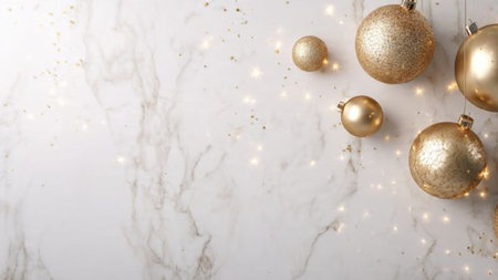 Abstract Christmas background filled with golden sparkles and festive glow.の写真素材
