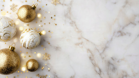 Sophisticated winter Christmas background with icy blue accents.の写真素材