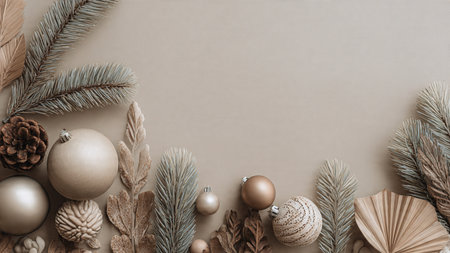Sophisticated Christmas background combining marble surfaces and golden accents.の写真素材