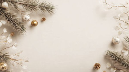 Clean and modern Christmas background with cool blue winter tones.の写真素材