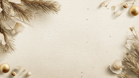 Christmas tree background with warm lights and festive details.の写真素材