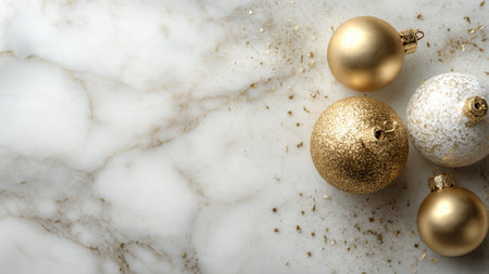 Luxury holiday background combining marble texture and gold details.の写真素材