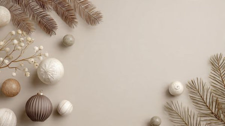Clean neutral Christmas background suitable for branding visuals.の写真素材