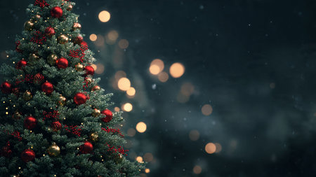 Christmas tree with bokeh background. Christmas and New Year conceptの写真素材