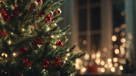 Modern Christmas background using neutral color palette and minimal festive decor.の写真素材