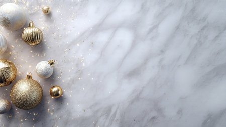 Clean and cool Christmas background with winter luxury style and ample text space.の写真素材