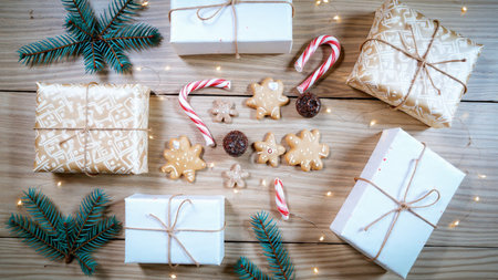 Subtle Christmas background designed for marketing and advertising visuals.の写真素材