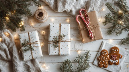 Minimal snowy winter background with white textures and subtle blue highlights, perfect for holiday typography.の写真素材