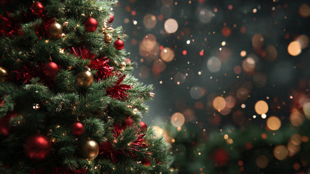 Timeless Christmas background featuring classic red and gold color combination.の写真素材