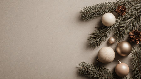 Sophisticated Christmas background combining marble surfaces and golden accents.の写真素材