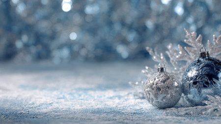 Calm and refined winter scene with frosted textures and cool blue palette.の写真素材