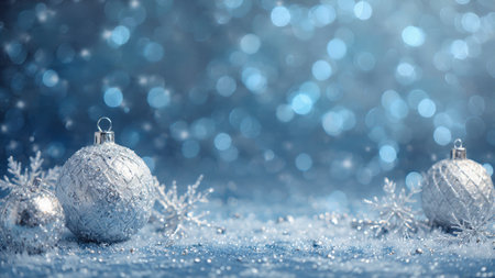 Luxury icy Christmas design with frosted textures and smooth lighting.の写真素材