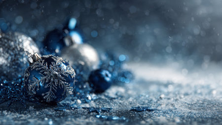 Luxury holiday background featuring icy blue textures and winter calmness.の写真素材