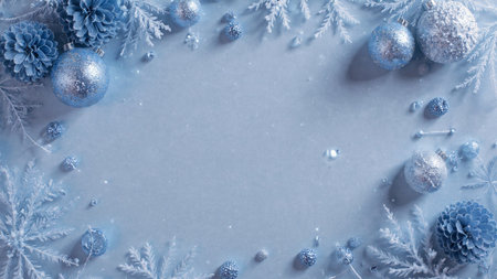 Ultra-clear winter holiday background with frosted blue surfaces.