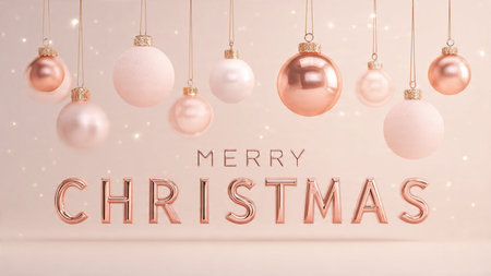 Elegant Merry Christmas greeting combining classic luxury style and modern simplicity.の写真素材