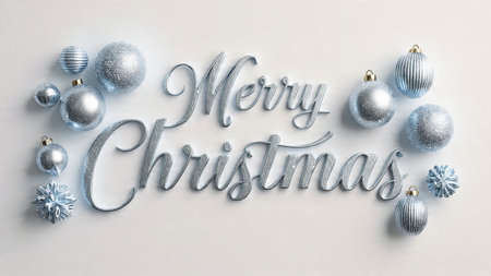 Elegant Christmas typography with balanced contrast and refined ornament detail.の写真素材