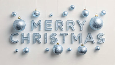 High-quality holiday greeting with elegant Christmas lettering and soft glow.の写真素材