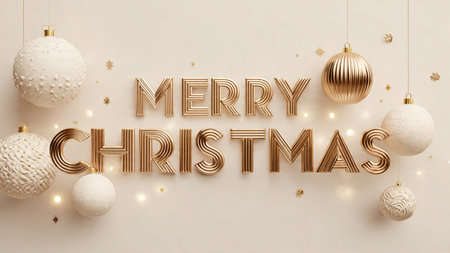 High-end holiday greeting with minimal ornaments and elegant lettering.の写真素材