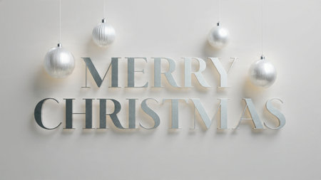 Minimal luxury Merry Christmas greeting with soft lighting effects.の写真素材