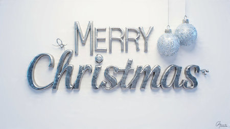 Premium holiday greeting design highlighting sophisticated Christmas typography and calm elegance.の写真素材