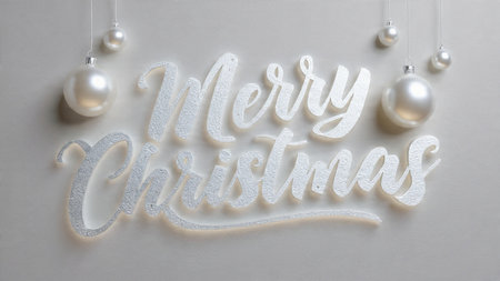 Premium Merry Christmas text design with cinematic lighting and refined composition.